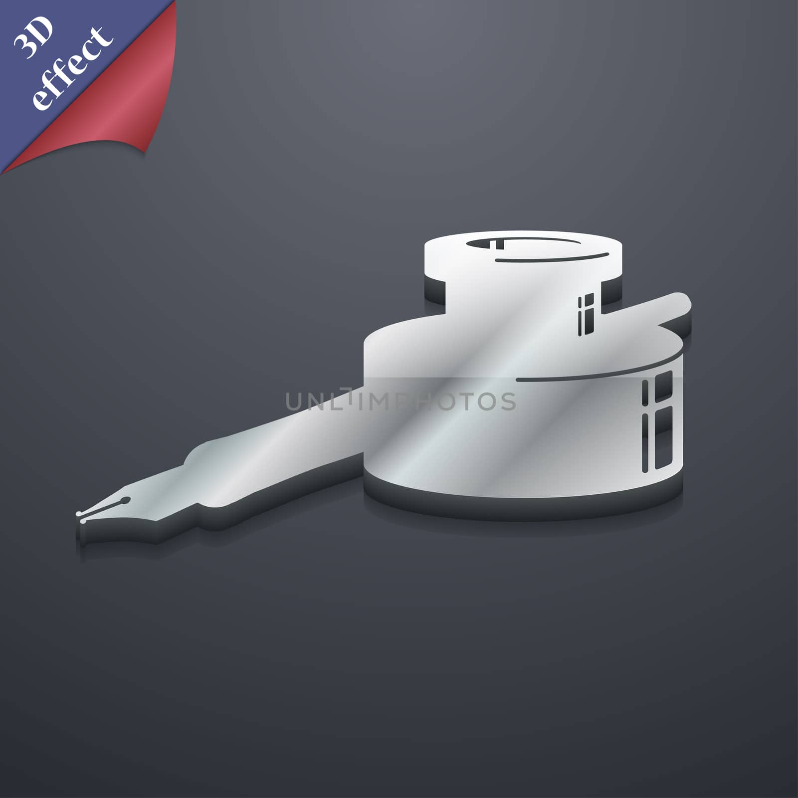 pen and ink icon symbol. 3D style. Trendy, modern design with space for your text . Rastrized by serhii_lohvyniuk