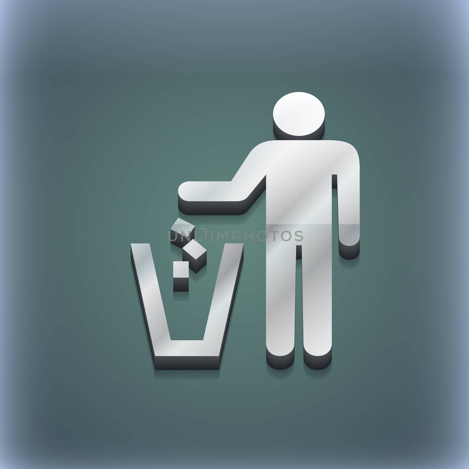 throw away the trash icon symbol. 3D style. Trendy, modern design with space for your text illustration. Raster version