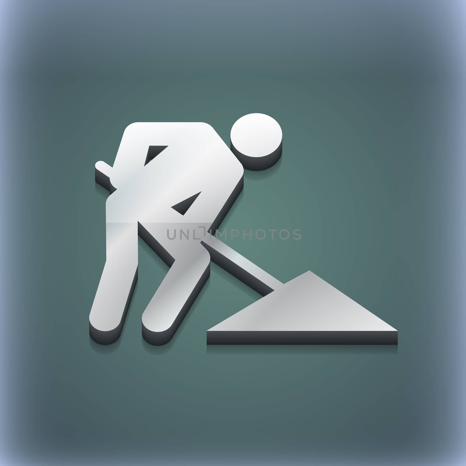 repair of road, construction work icon symbol. 3D style. Trendy, modern design with space for your text illustration. Raster version