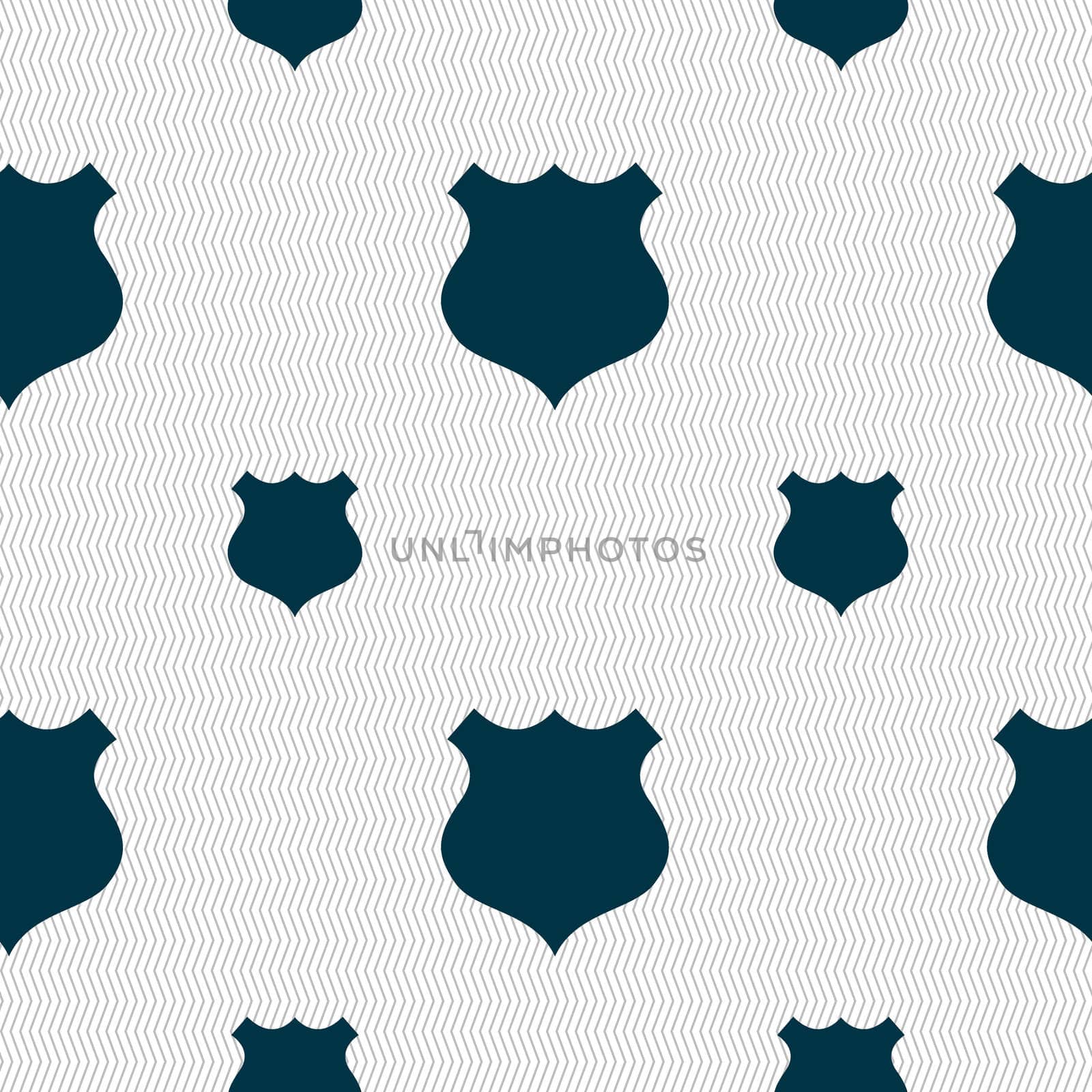 shield icon sign. Seamless pattern with geometric texture. illustration
