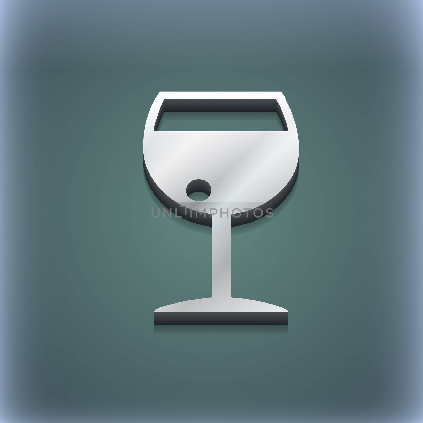 glass of wine icon symbol. 3D style. Trendy, modern design with space for your text illustration. Raster version
