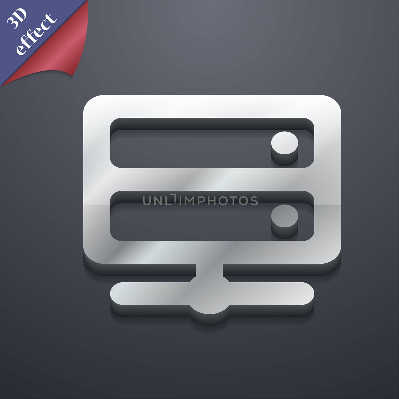 Server icon symbol. 3D style. Trendy, modern design with space for your text illustration. Rastrized copy
