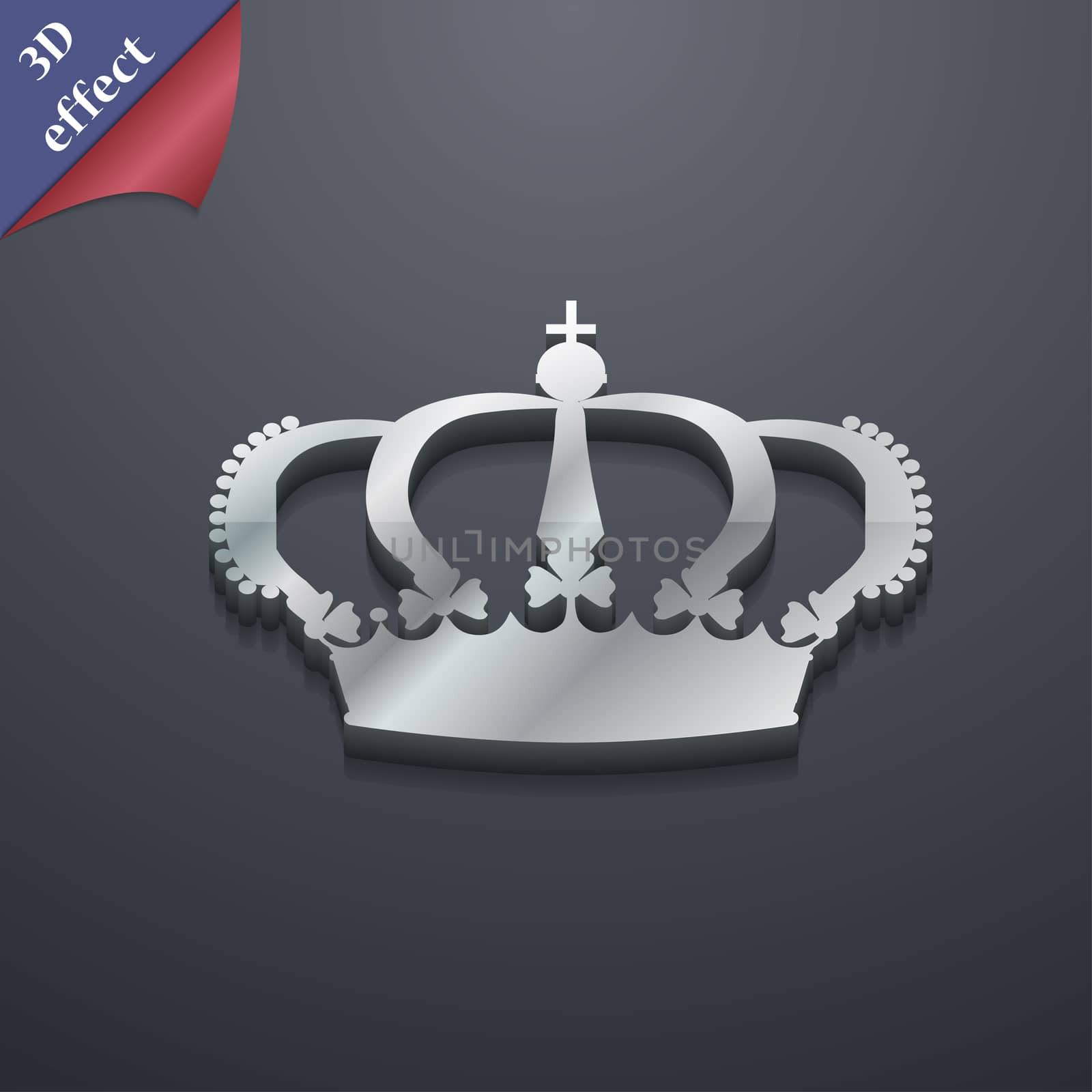 Crown icon symbol. 3D style. Trendy, modern design with space for your text illustration. Rastrized copy