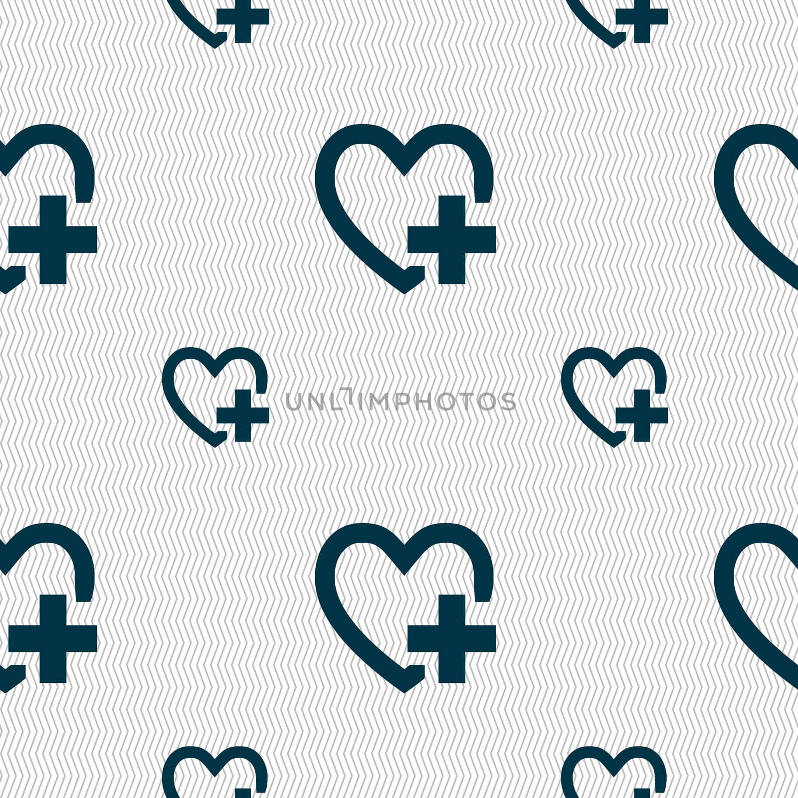 Heart sign icon. Love symbol. Seamless pattern with geometric texture. illustration