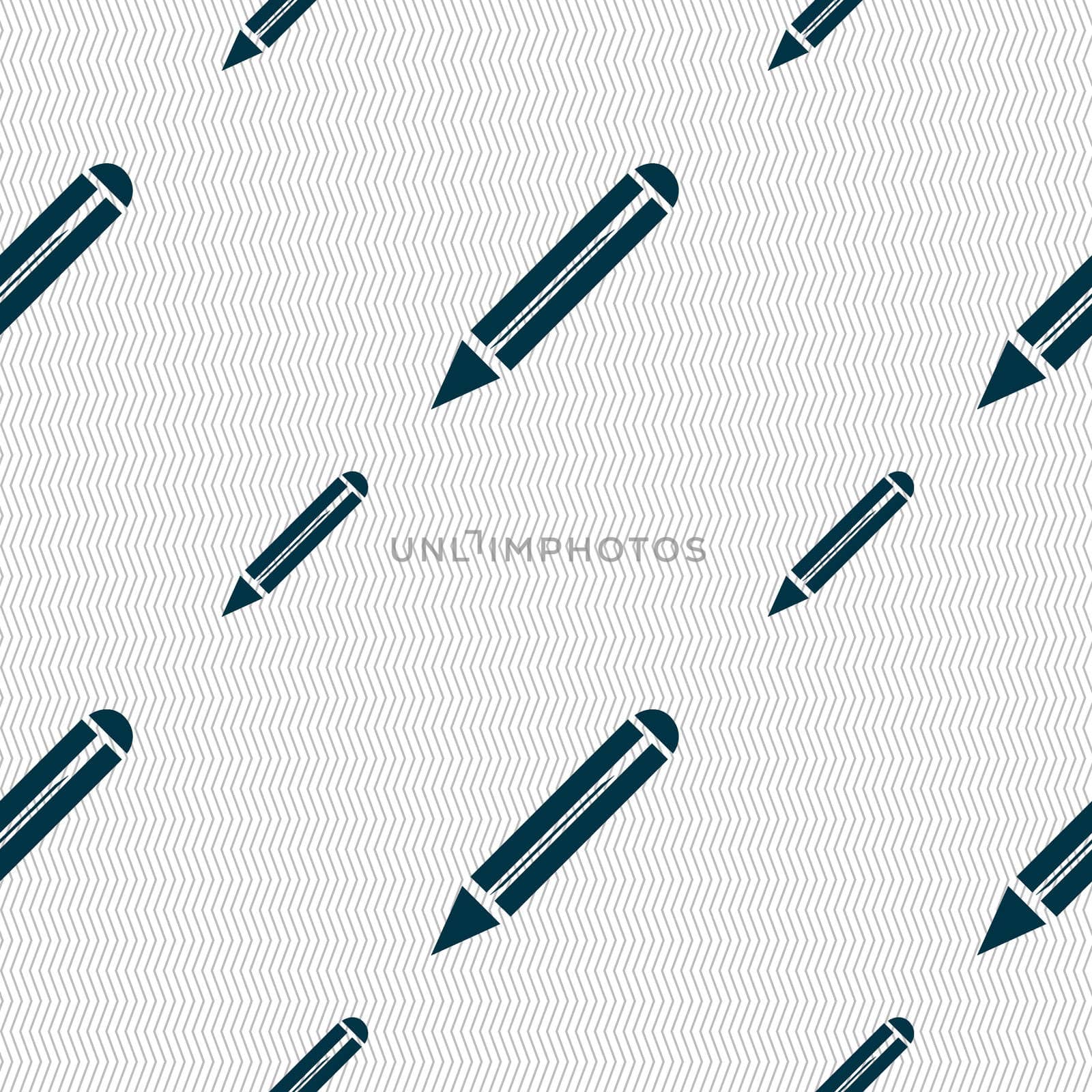 Pencil sign icon. Edit content button. Seamless pattern with geometric texture. illustration