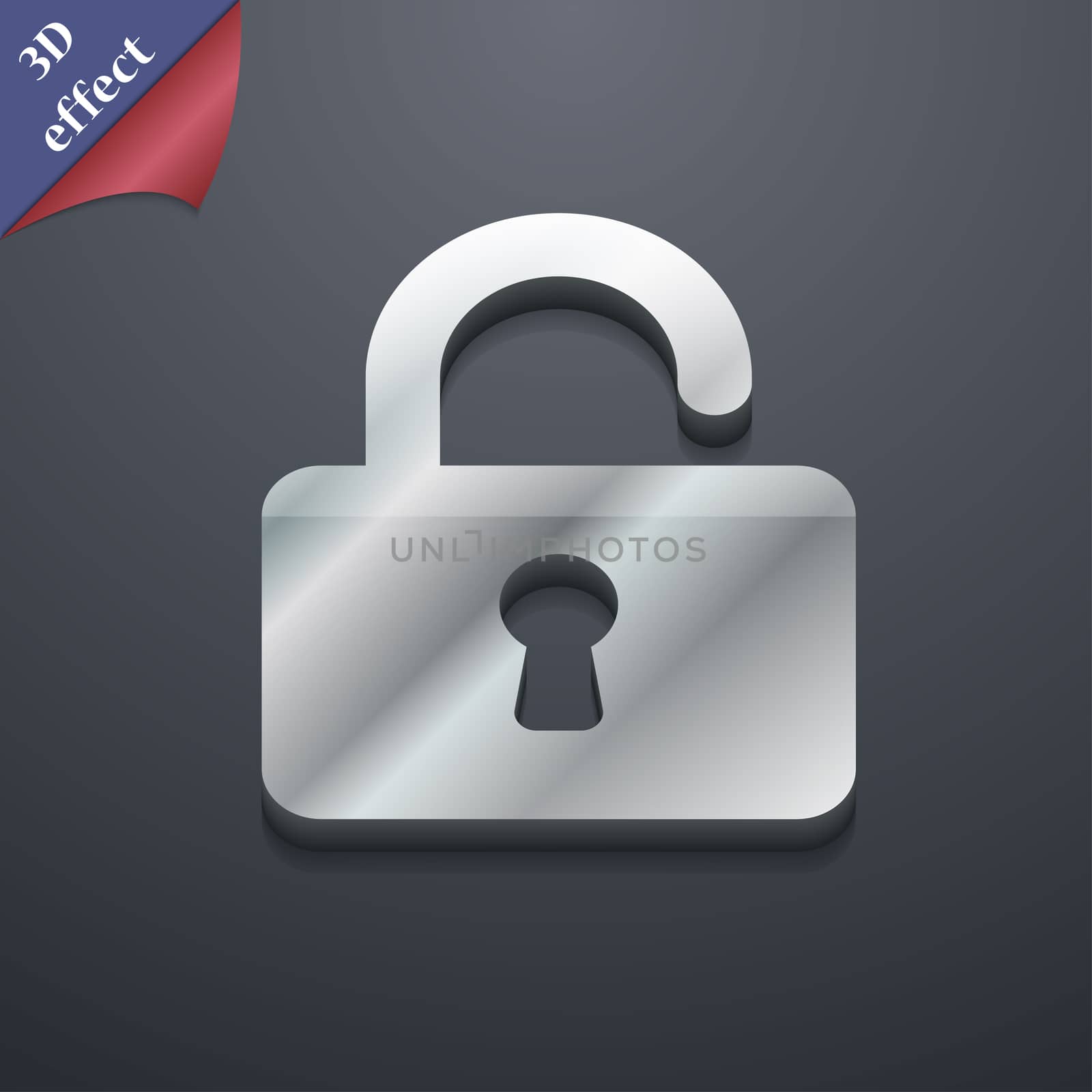 Open Padlock icon symbol. 3D style. Trendy, modern design with space for your text . Rastrized by serhii_lohvyniuk