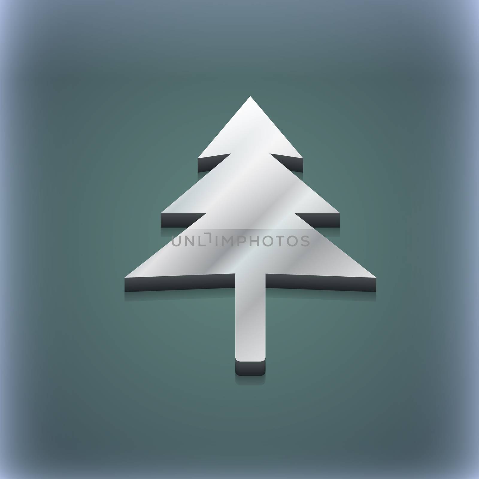 Christmas tree icon symbol. 3D style. Trendy, modern design with space for your text . Raster by serhii_lohvyniuk