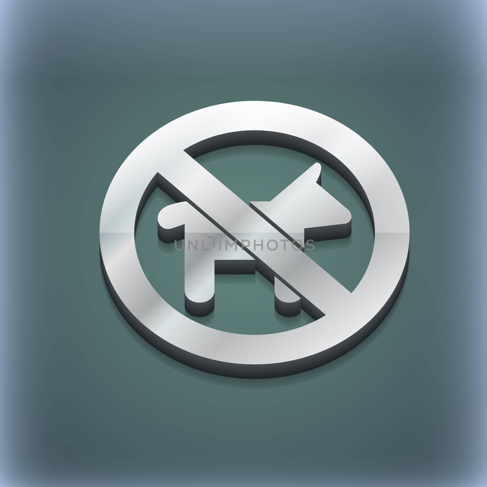 dog walking is prohibited icon symbol. 3D style. Trendy, modern design with space for your text illustration. Raster version