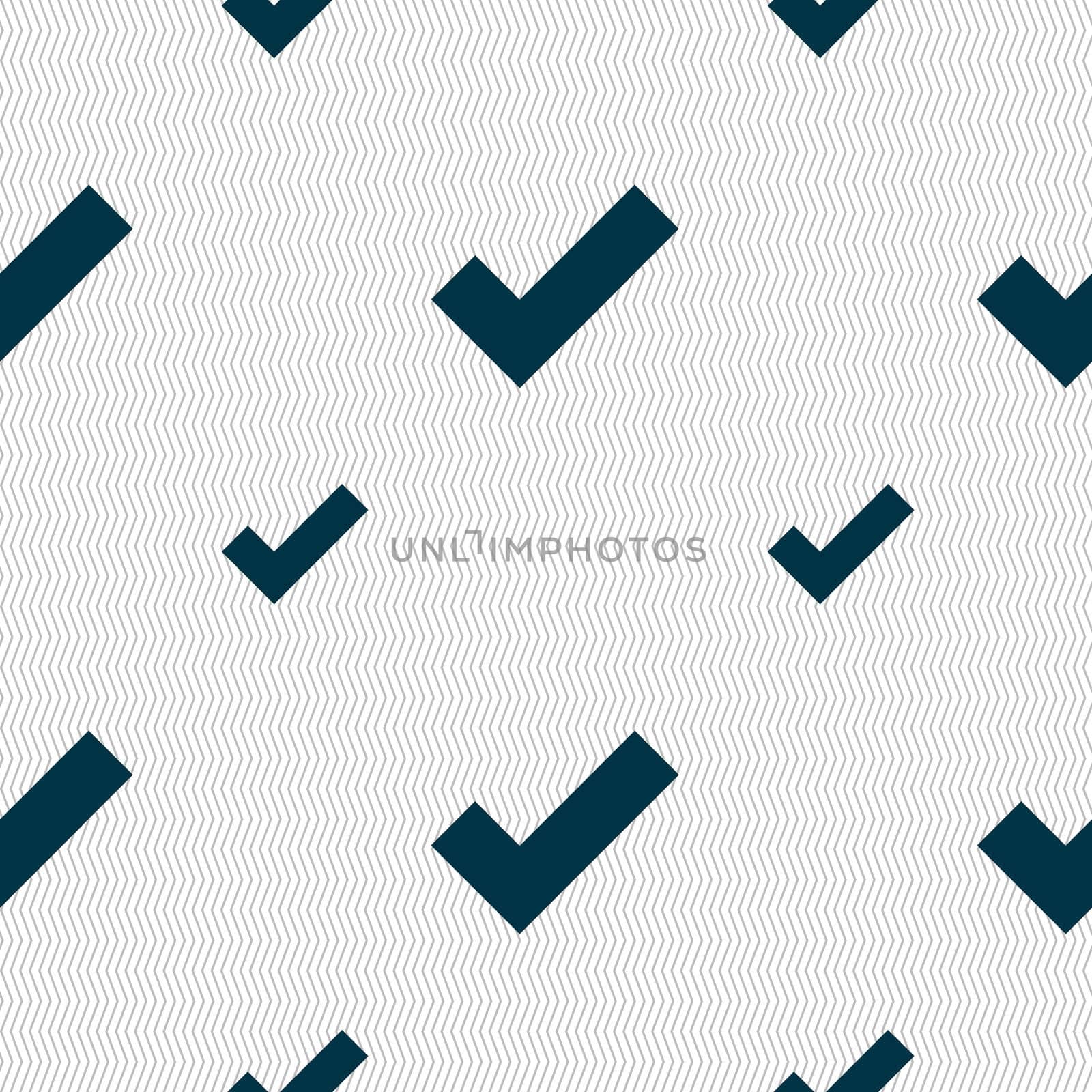 Check mark sign icon . Confirm approved symbol. Seamless pattern with geometric texture.  by serhii_lohvyniuk