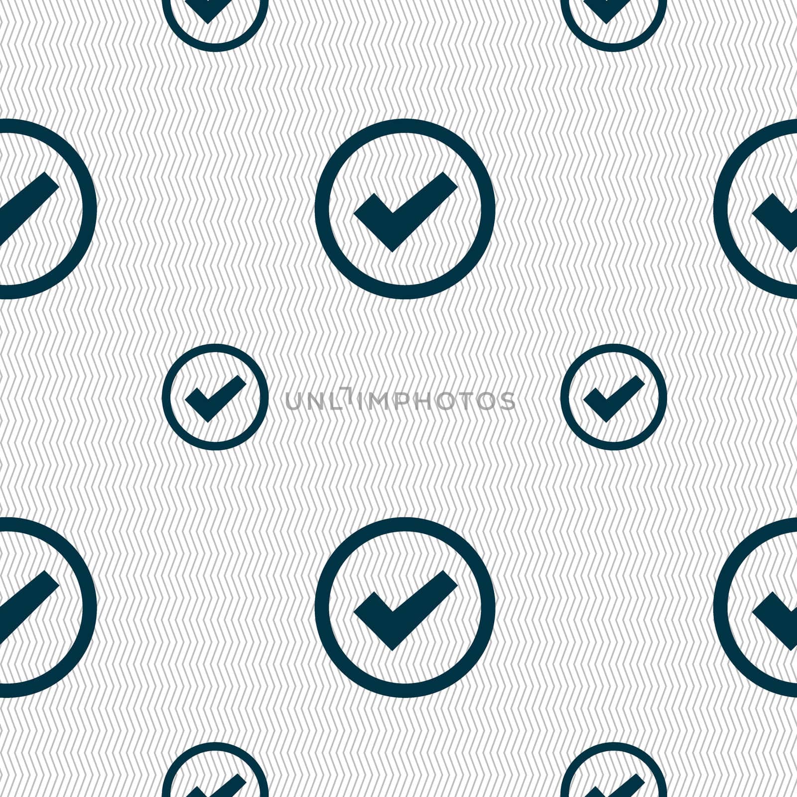 Check mark sign icon . Confirm approved symbol. Seamless pattern with geometric texture.  by serhii_lohvyniuk