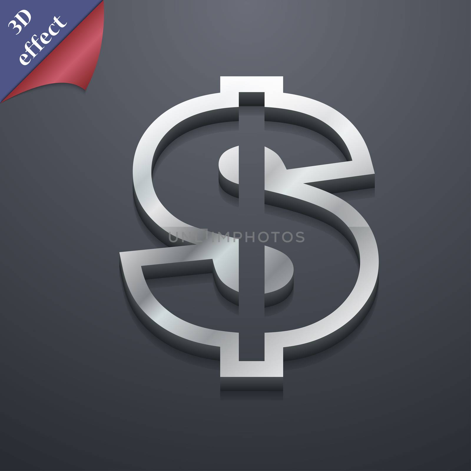Dollar icon symbol. 3D style. Trendy, modern design with space for your text illustration. Rastrized copy