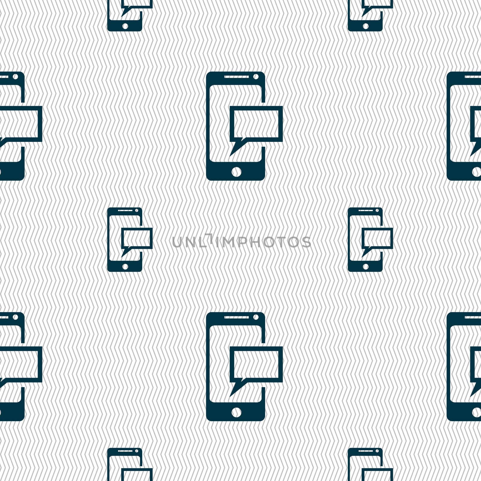 Mail icon. Envelope symbol. Message sms sign. Mail navigation button. Seamless pattern with geometric texture. illustration