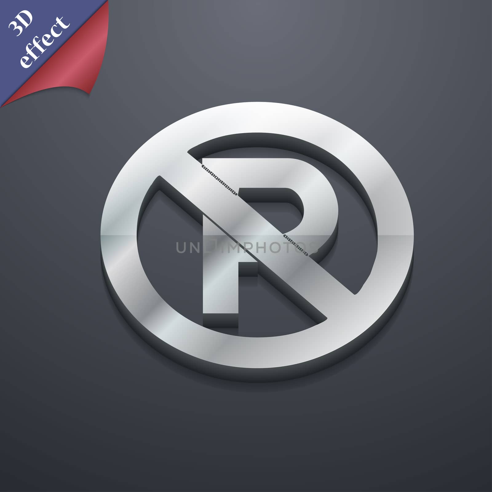 No parking icon symbol. 3D style. Trendy, modern design with space for your text . Rastrized by serhii_lohvyniuk