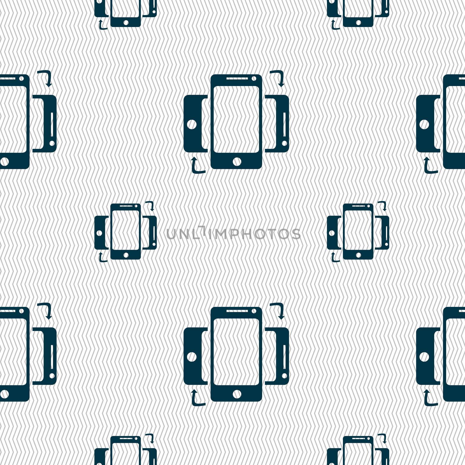 Synchronization sign icon. smartphones sync symbol. Data exchange. Seamless pattern with geometric texture.  by serhii_lohvyniuk