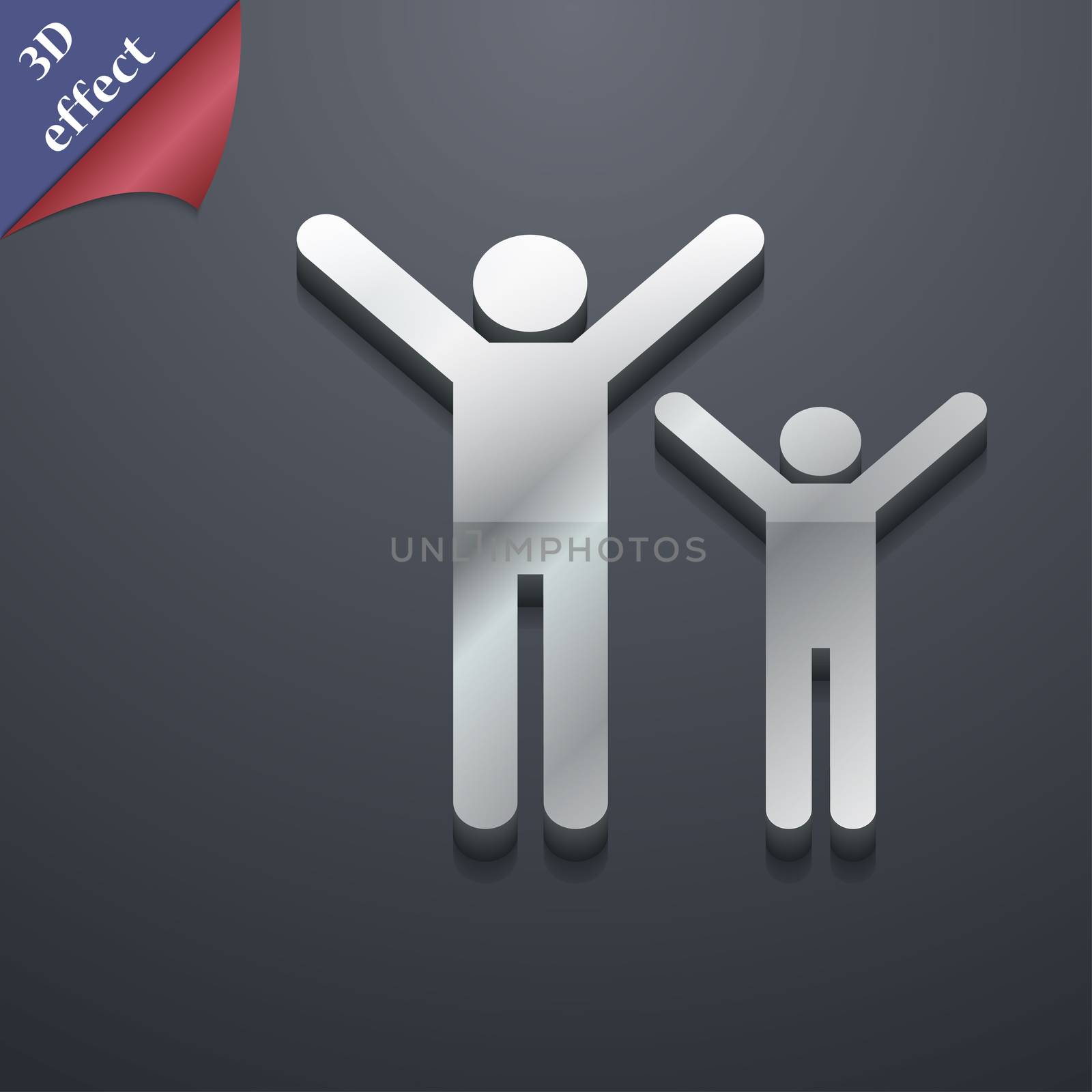 happy family icon symbol. 3D style. Trendy, modern design with space for your text . Rastrized by serhii_lohvyniuk