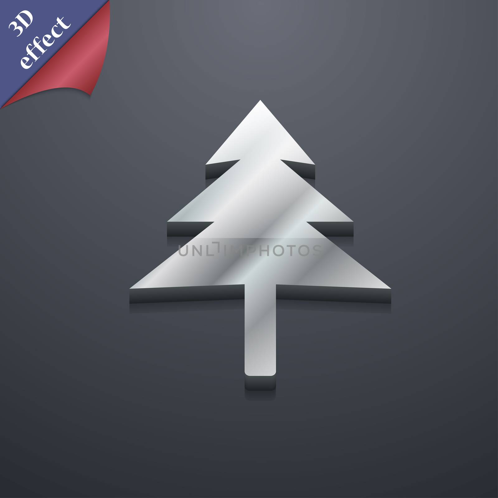 Christmas tree icon symbol. 3D style. Trendy, modern design with space for your text illustration. Rastrized copy