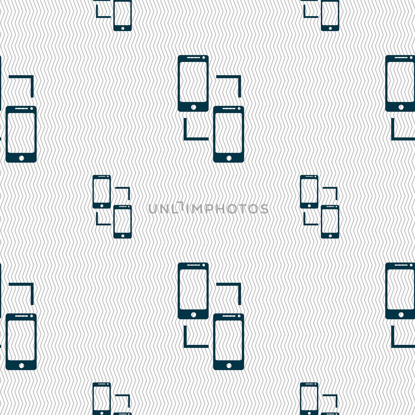 Synchronization sign icon. communicators sync symbol. Data exchange. Seamless pattern with geometric texture. illustration