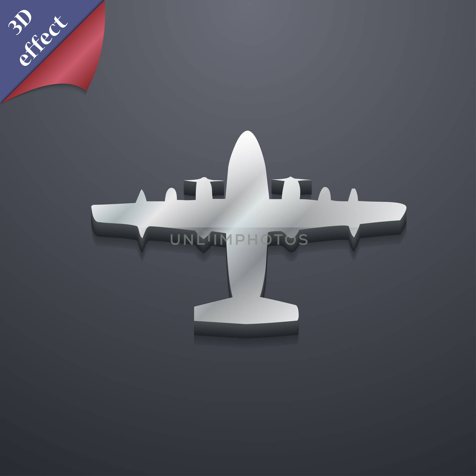 aircraft icon symbol. 3D style. Trendy, modern design with space for your text illustration. Rastrized copy