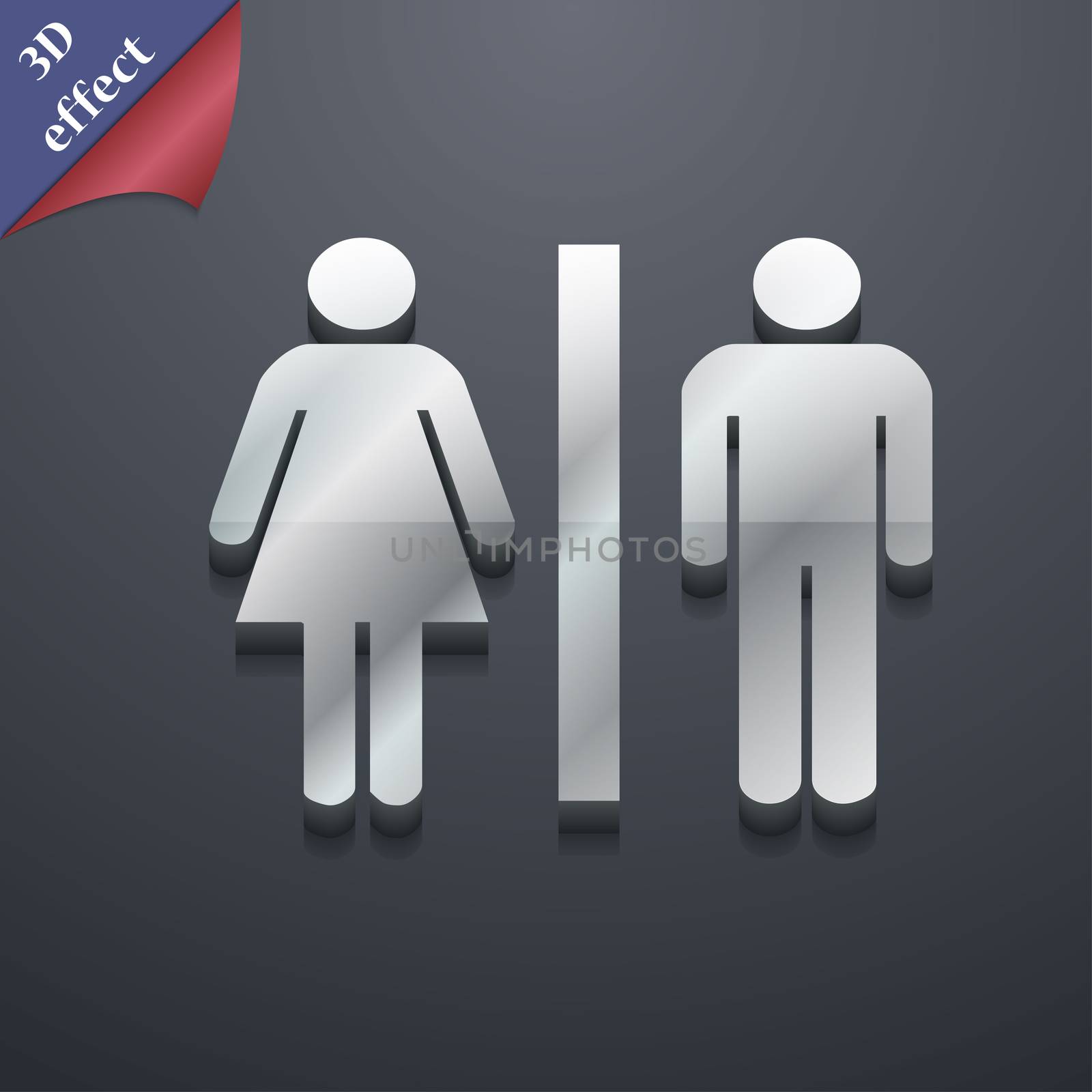 silhouette of a man and a woman icon symbol. 3D style. Trendy, modern design with space for your text . Rastrized by serhii_lohvyniuk