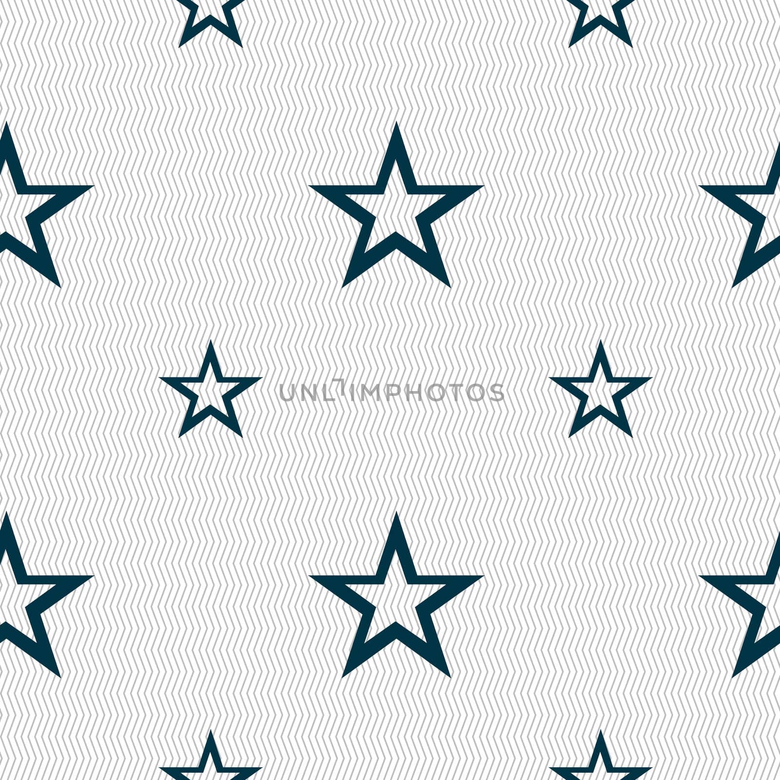 Star sign icon. Favorite button. Navigation symbol. Seamless pattern with geometric texture. illustration