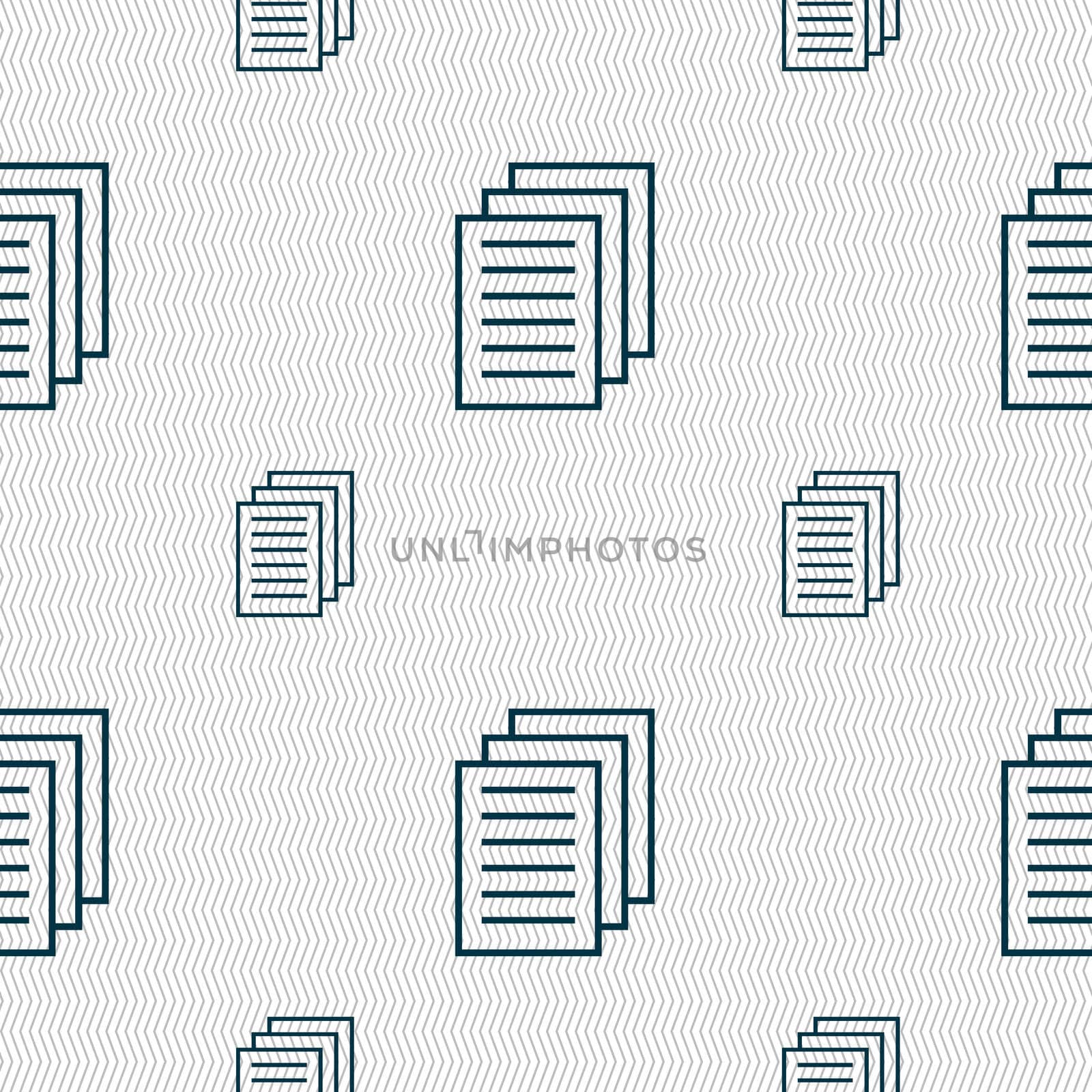 Copy file sign icon. Duplicate document symbol. Seamless pattern with geometric texture. illustration