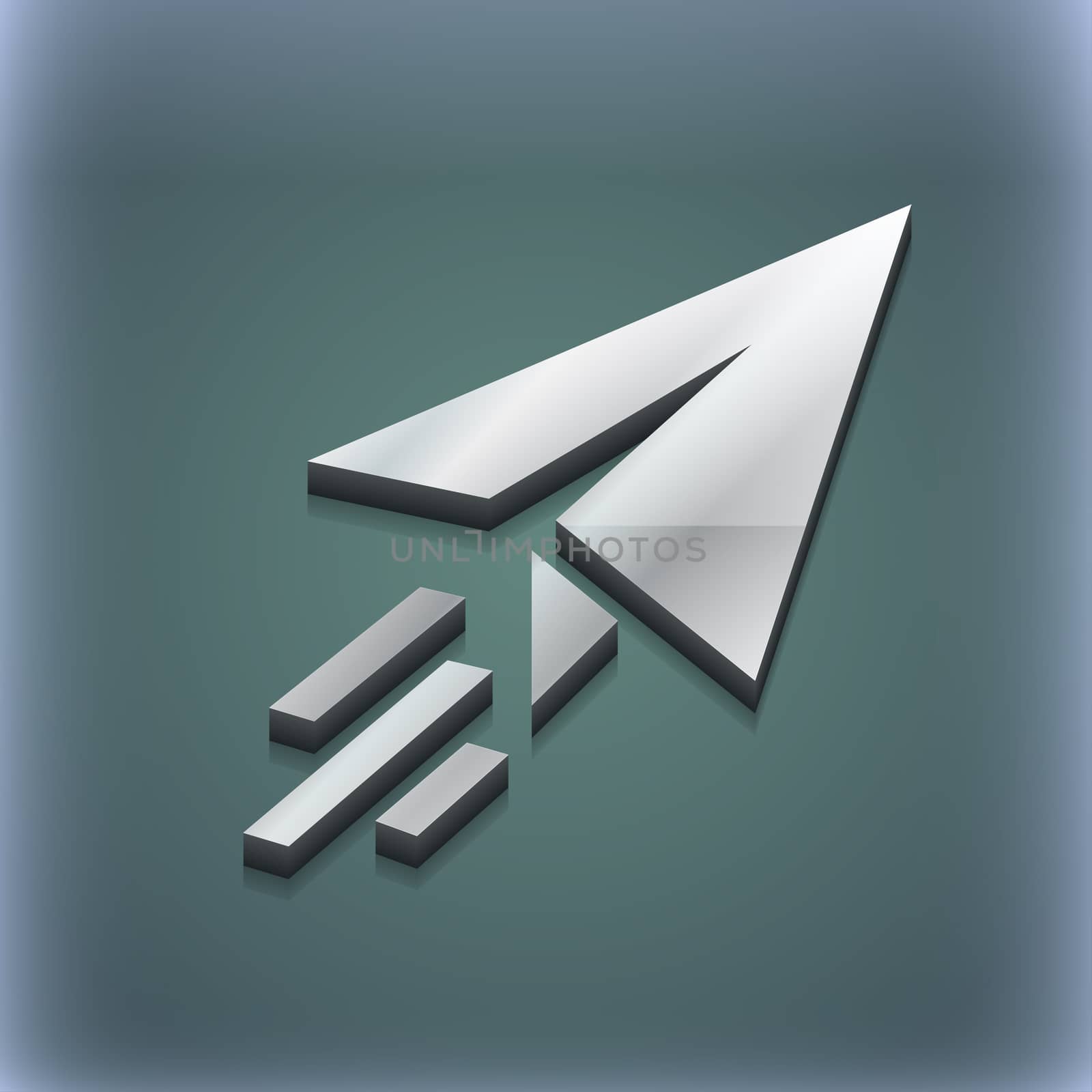 Paper airplane icon symbol. 3D style. Trendy, modern design with space for your text . Raster by serhii_lohvyniuk