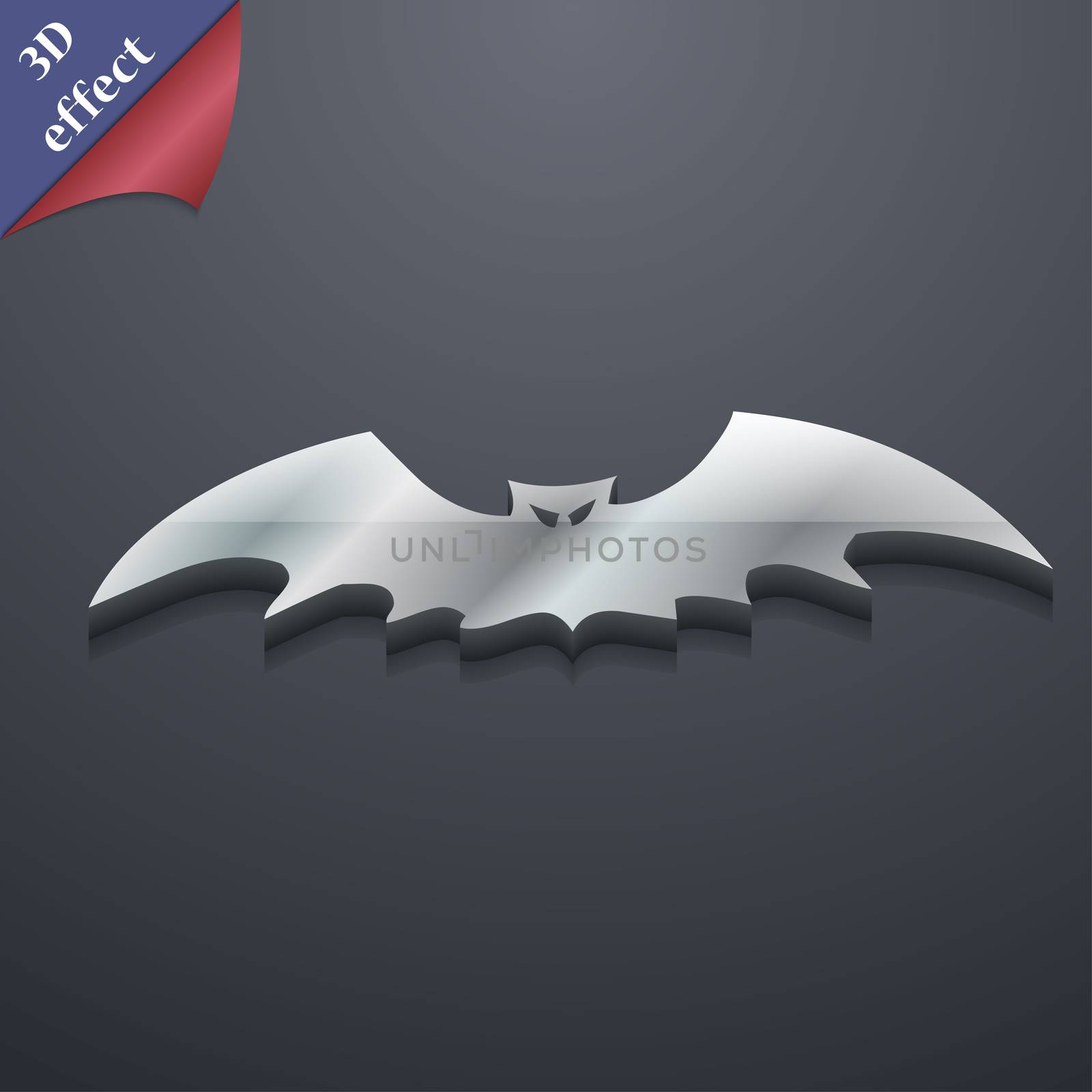 bat icon symbol. 3D style. Trendy, modern design with space for your text . Rastrized by serhii_lohvyniuk