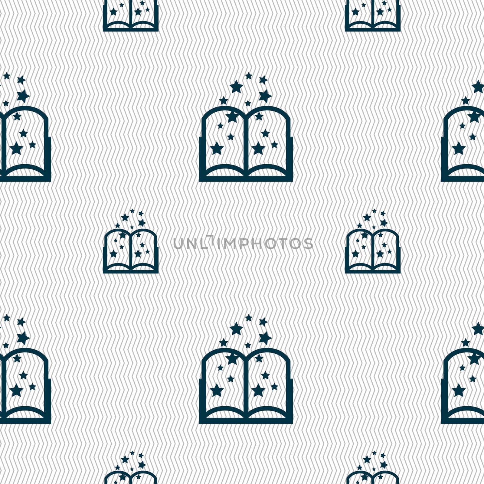 Magic Book sign icon. Open book symbol. Seamless pattern with geometric texture.  by serhii_lohvyniuk
