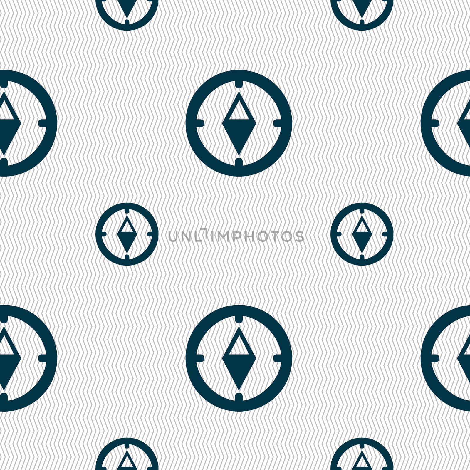 Compass sign icon. Windrose navigation symbol. Seamless pattern with geometric texture. illustration