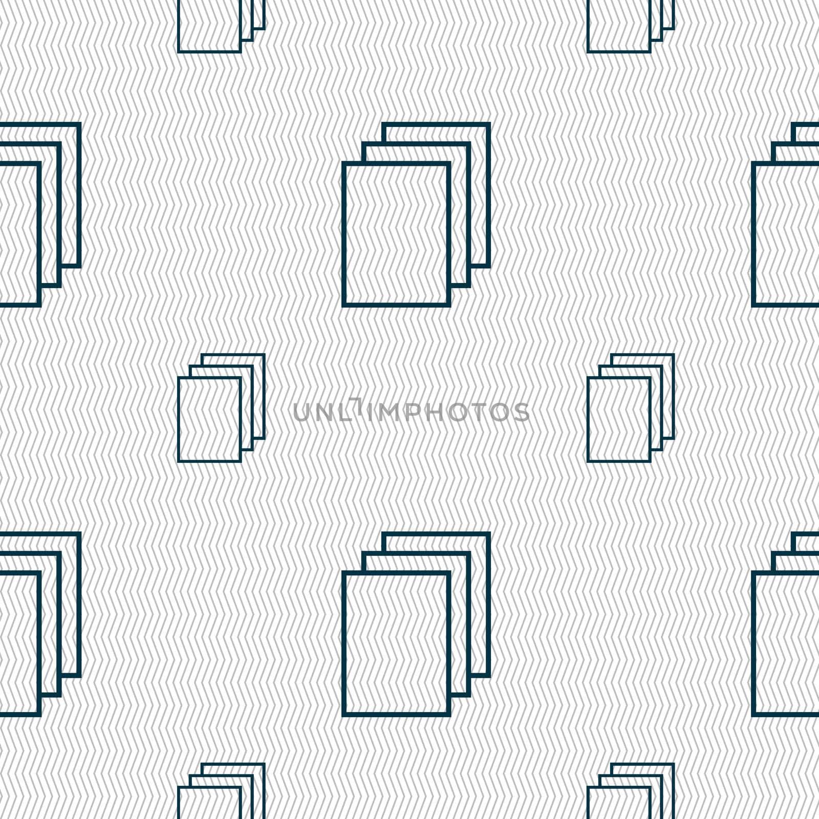 Copy file sign icon. Duplicate document symbol. Seamless pattern with geometric texture. illustration