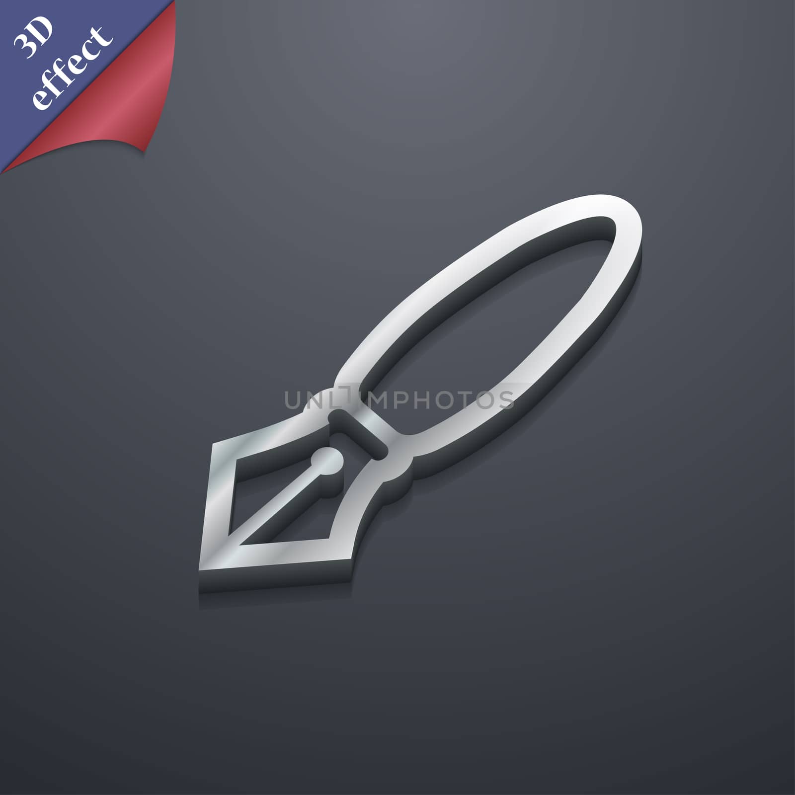 Pen icon symbol. 3D style. Trendy, modern design with space for your text illustration. Rastrized copy