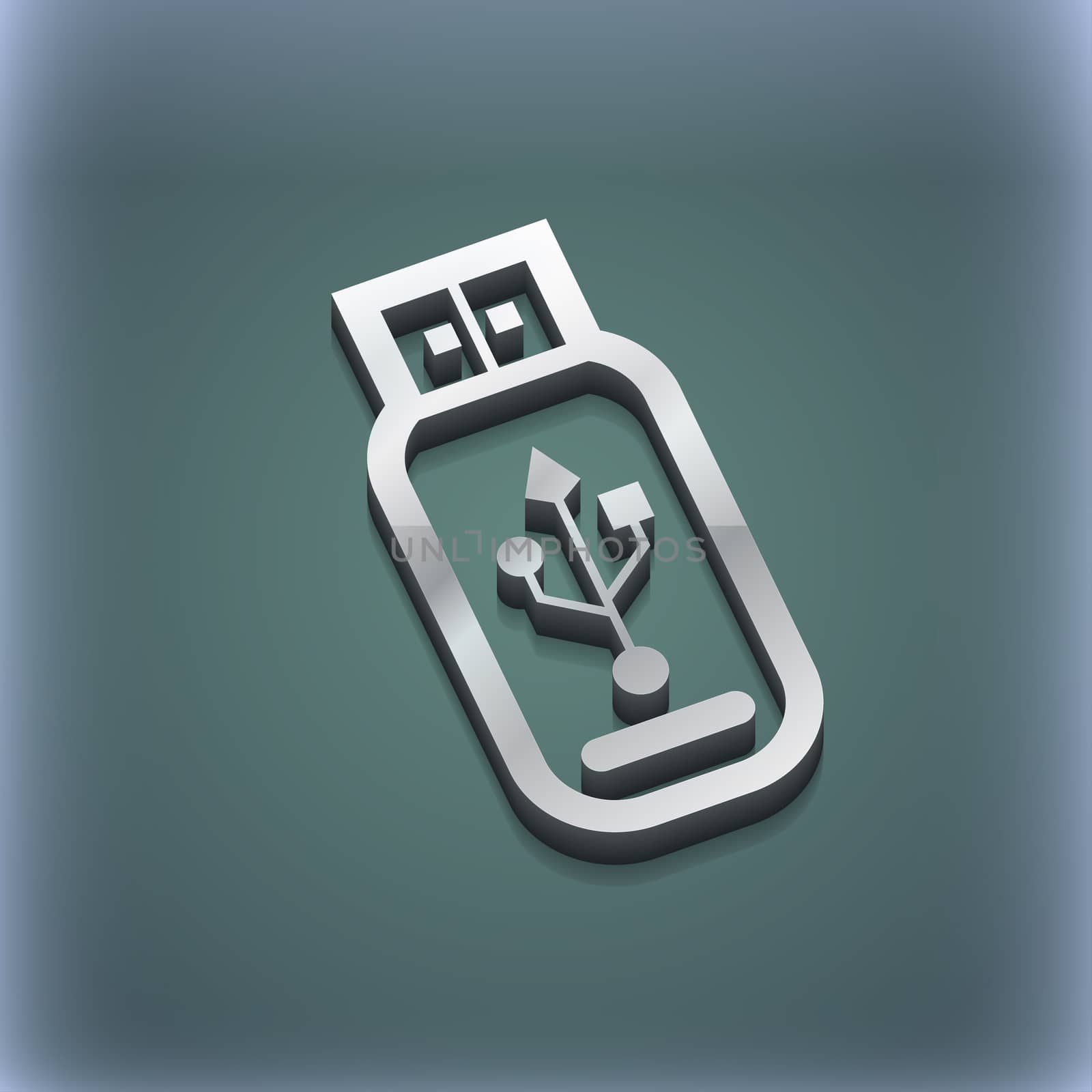 Usb flash drive icon symbol. 3D style. Trendy, modern design with space for your text illustration. Raster version