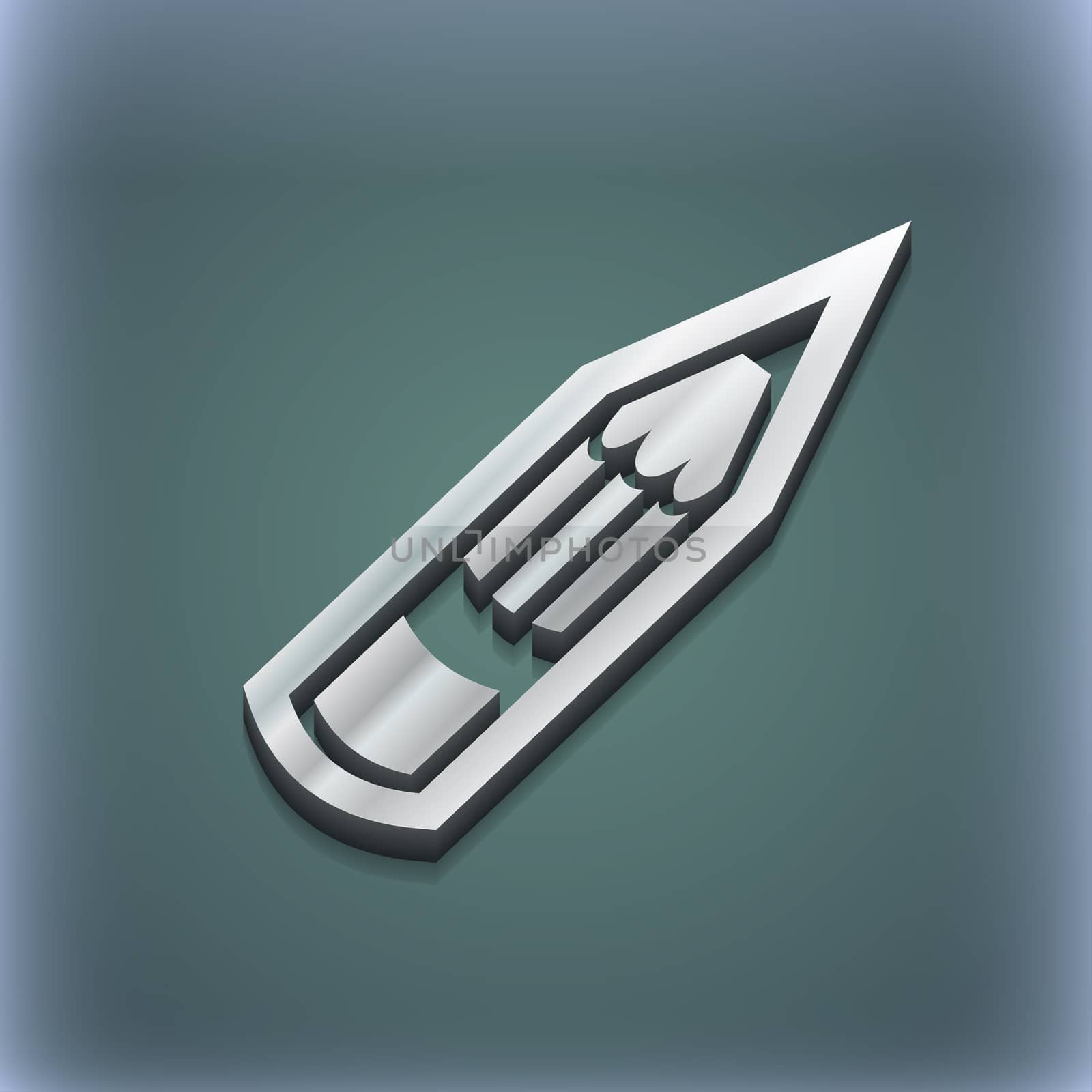 Pencil icon symbol. 3D style. Trendy, modern design with space for your text illustration. Raster version