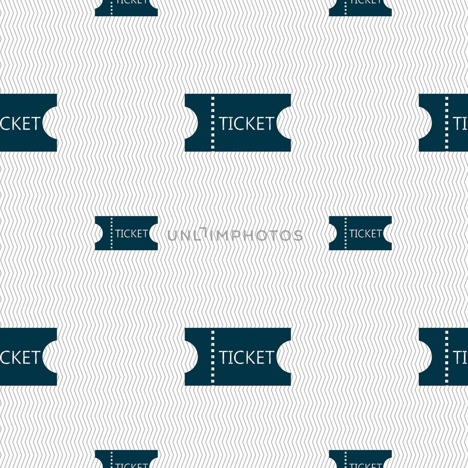 ticket icon sign. Seamless pattern with geometric texture. illustration