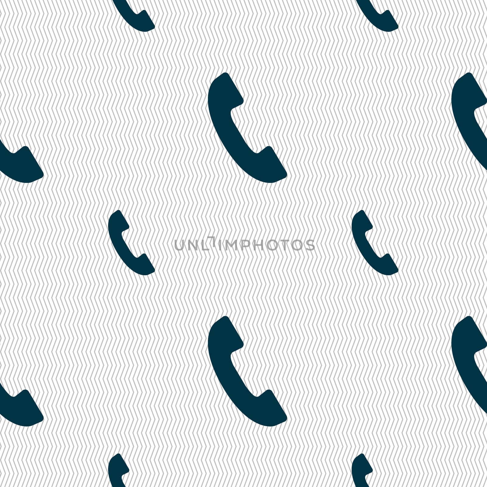 Phone sign icon. Support symbol. Call center. Seamless pattern with geometric texture. illustration