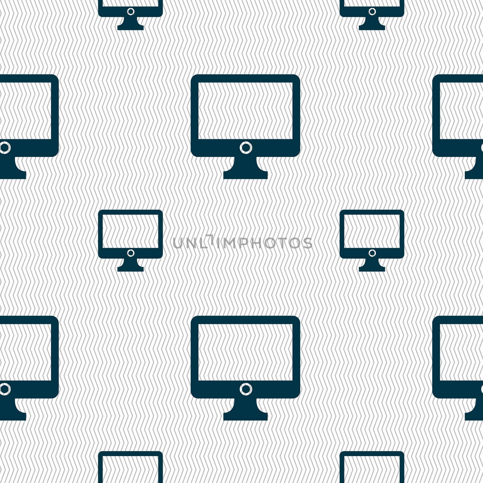 Computer widescreen monitor sign icon. Seamless pattern with geometric texture. illustration