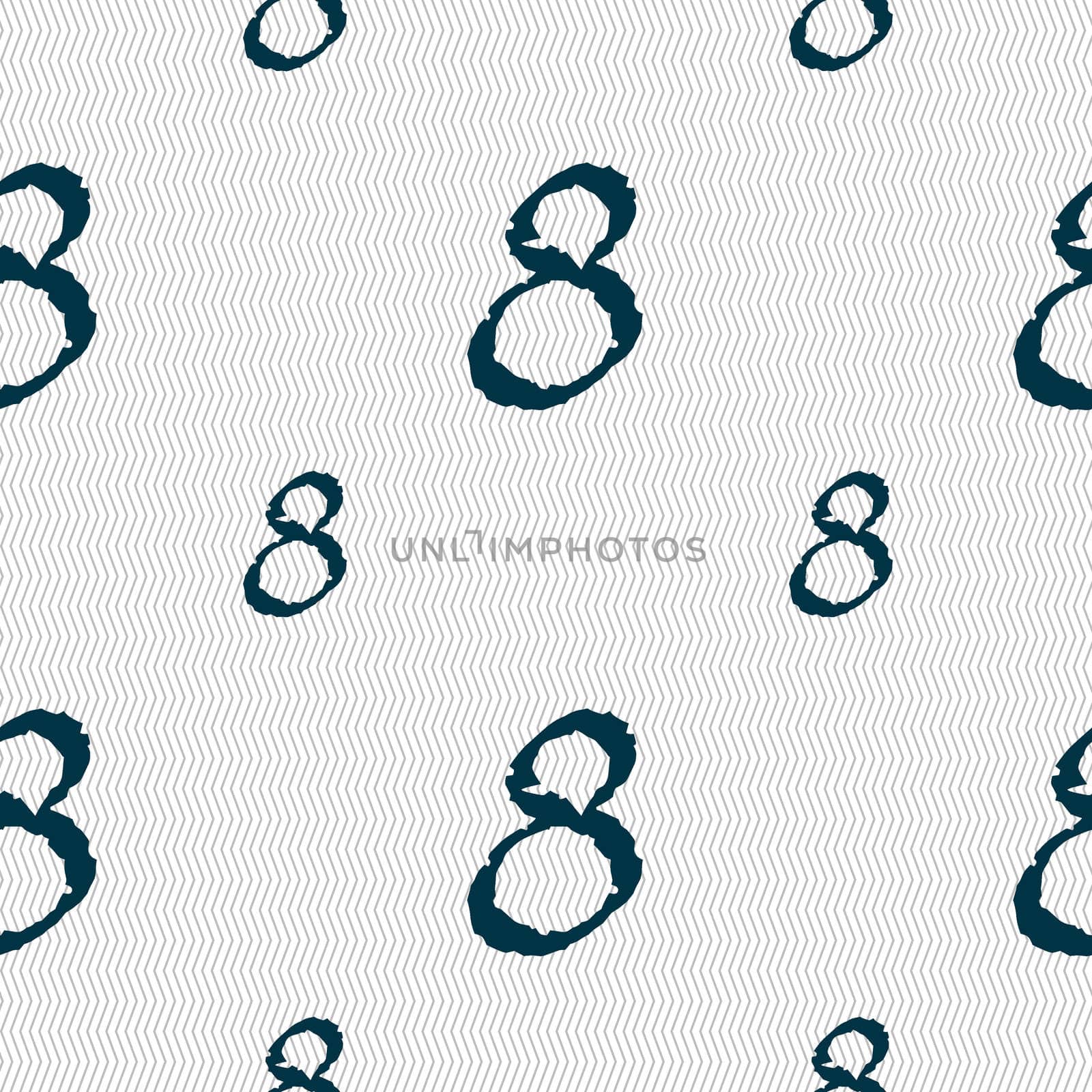 number Eight icon sign. Seamless pattern with geometric texture. illustration