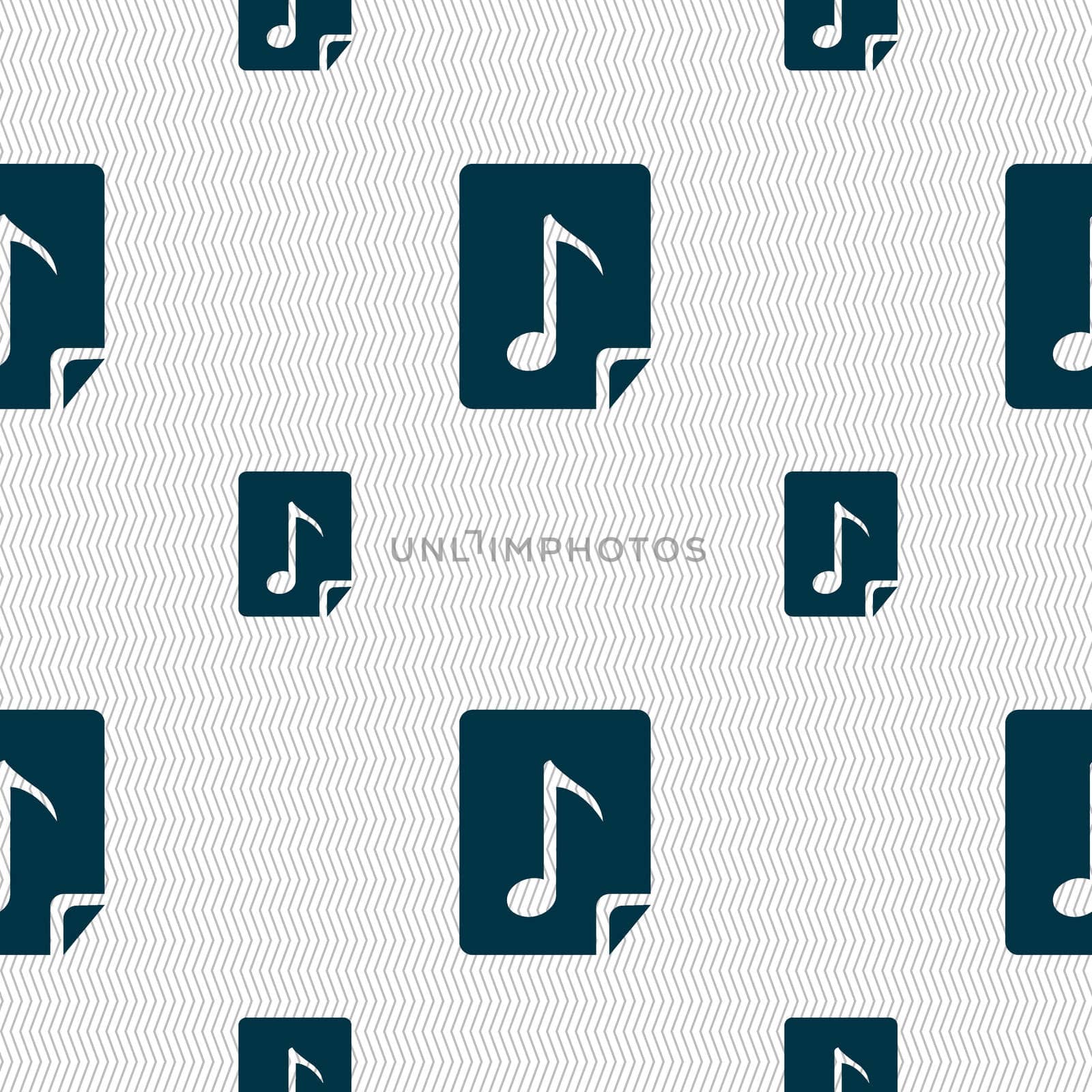 Audio, MP3 file icon sign. Seamless pattern with geometric texture. illustration