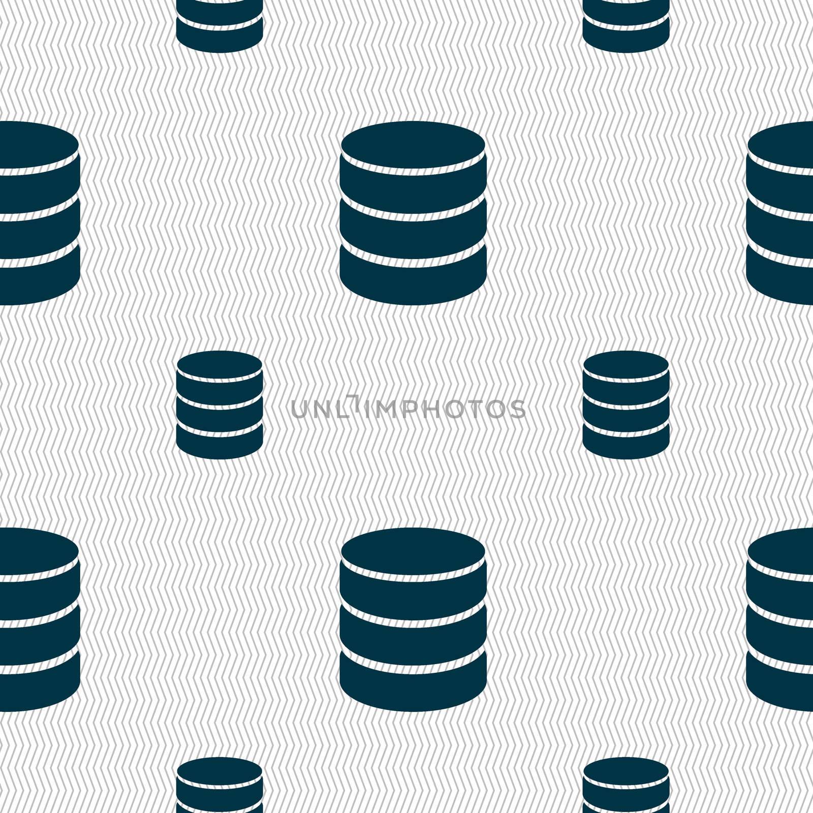 Hard disk and database sign icon. flash drive stick symbol. Seamless pattern with geometric texture. illustration