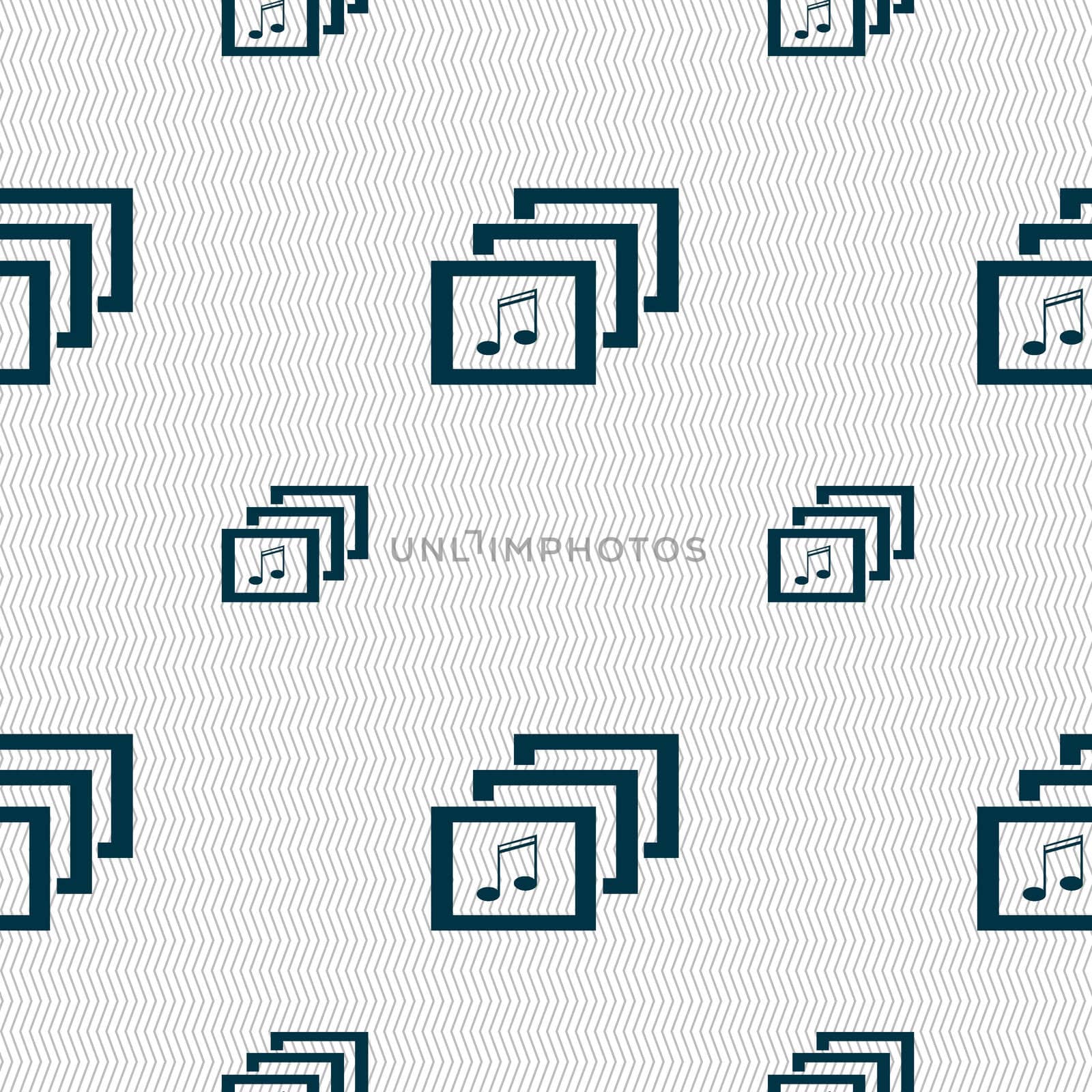 Mp3 music format sign icon. Musical symbol. Seamless pattern with geometric texture. illustration