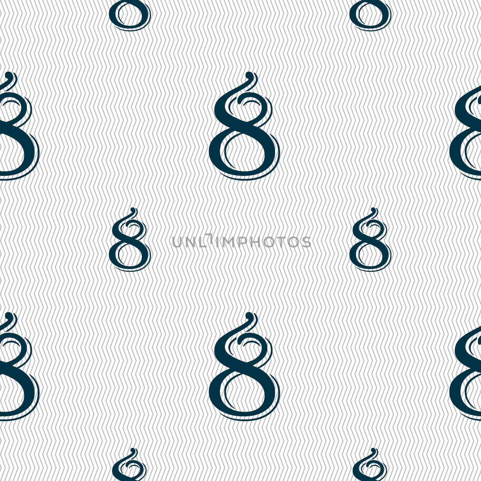 number Eight icon sign. Seamless pattern with geometric texture. illustration