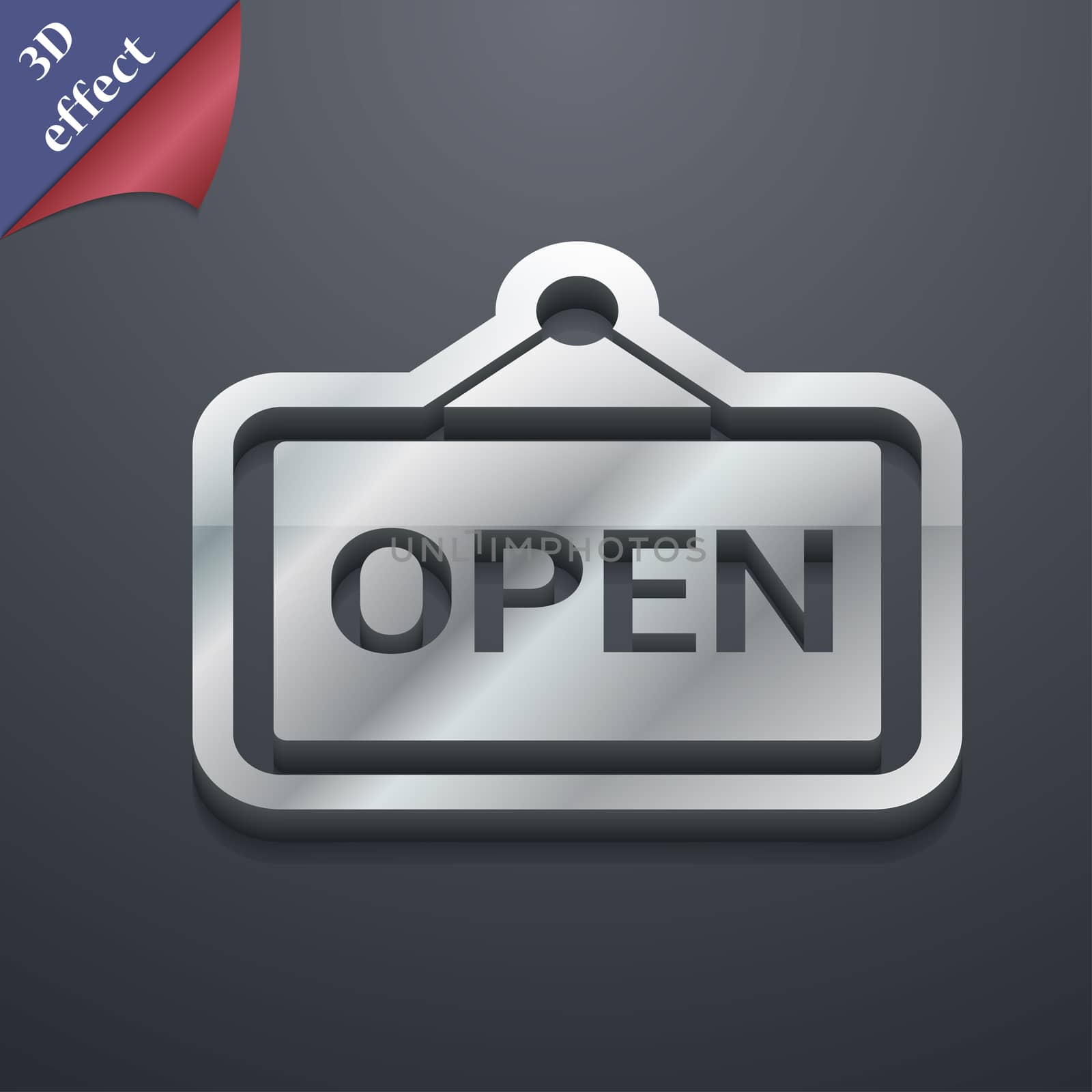 open icon symbol. 3D style. Trendy, modern design with space for your text illustration. Rastrized copy
