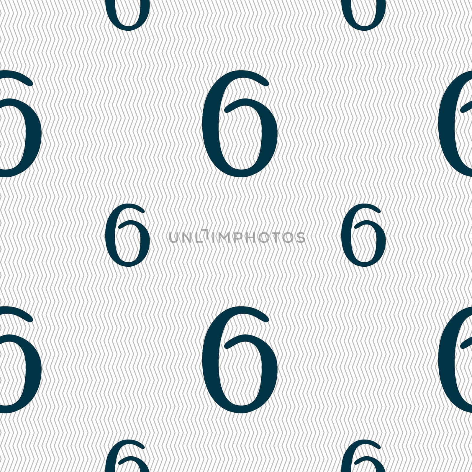 number six icon sign. Seamless pattern with geometric texture. illustration
