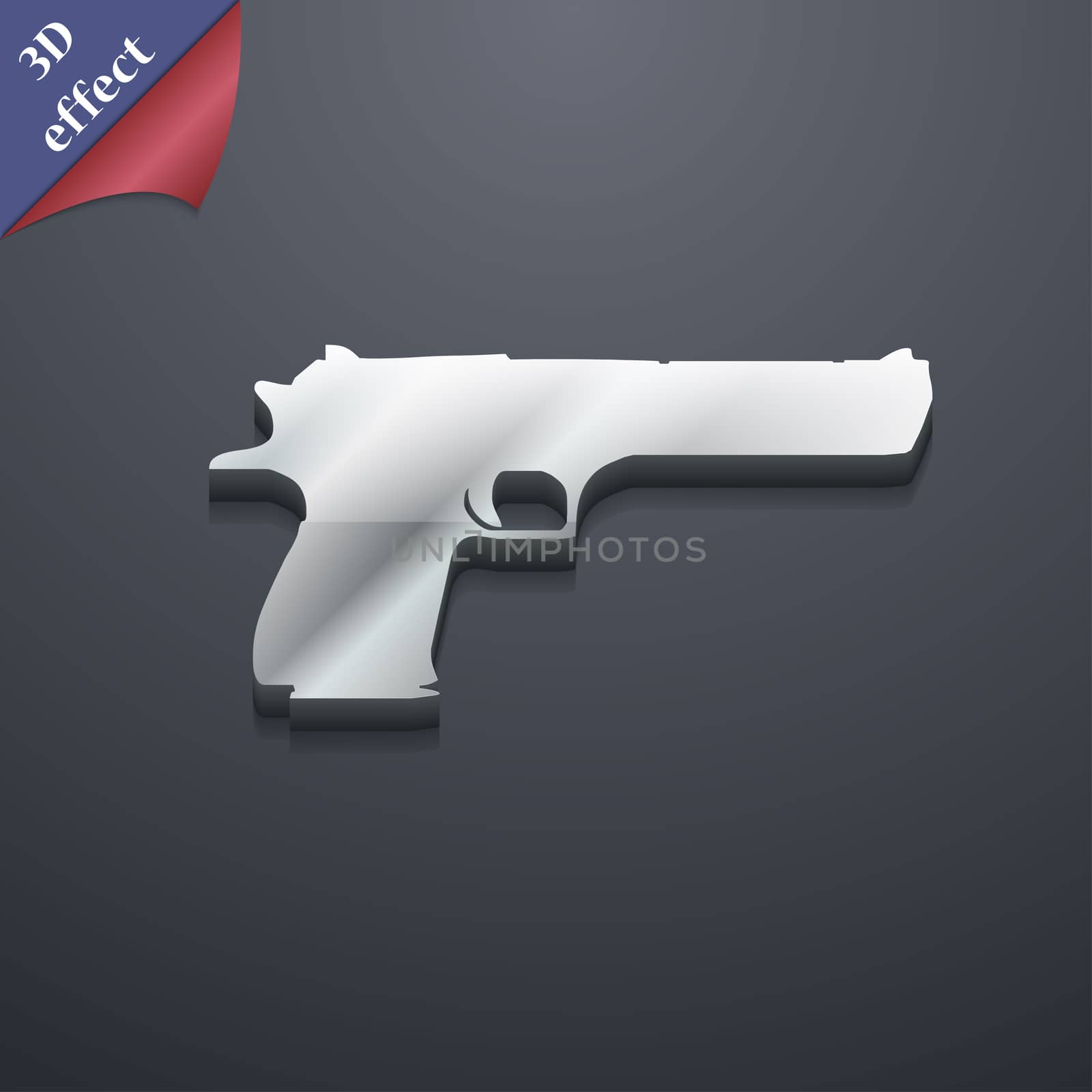 gun icon symbol. 3D style. Trendy, modern design with space for your text illustration. Rastrized copy