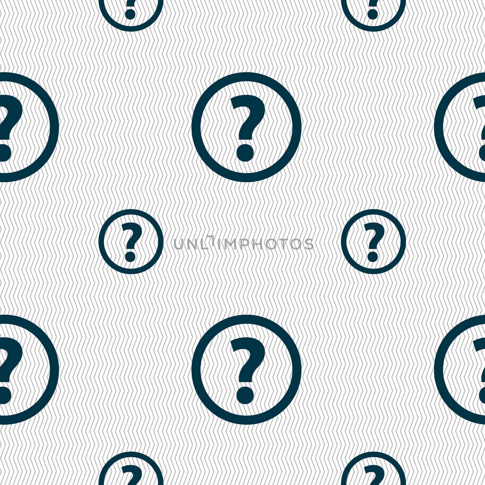 Question mark sign icon. Help speech bubble symbol. FAQ sign. Seamless pattern with geometric texture. illustration