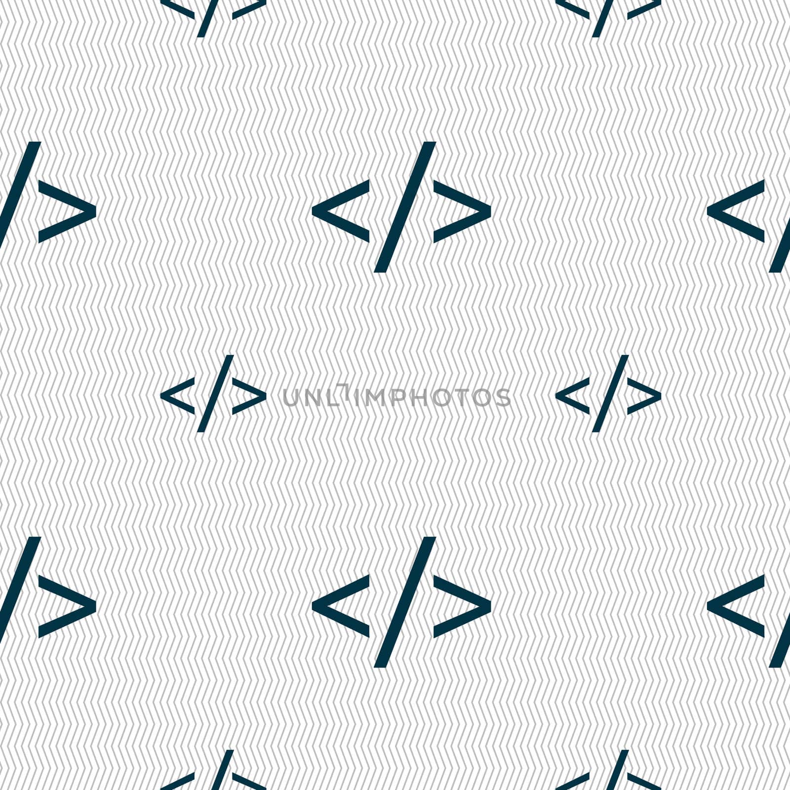 Code sign icon. Programming language symbol. Seamless pattern with geometric texture. illustration