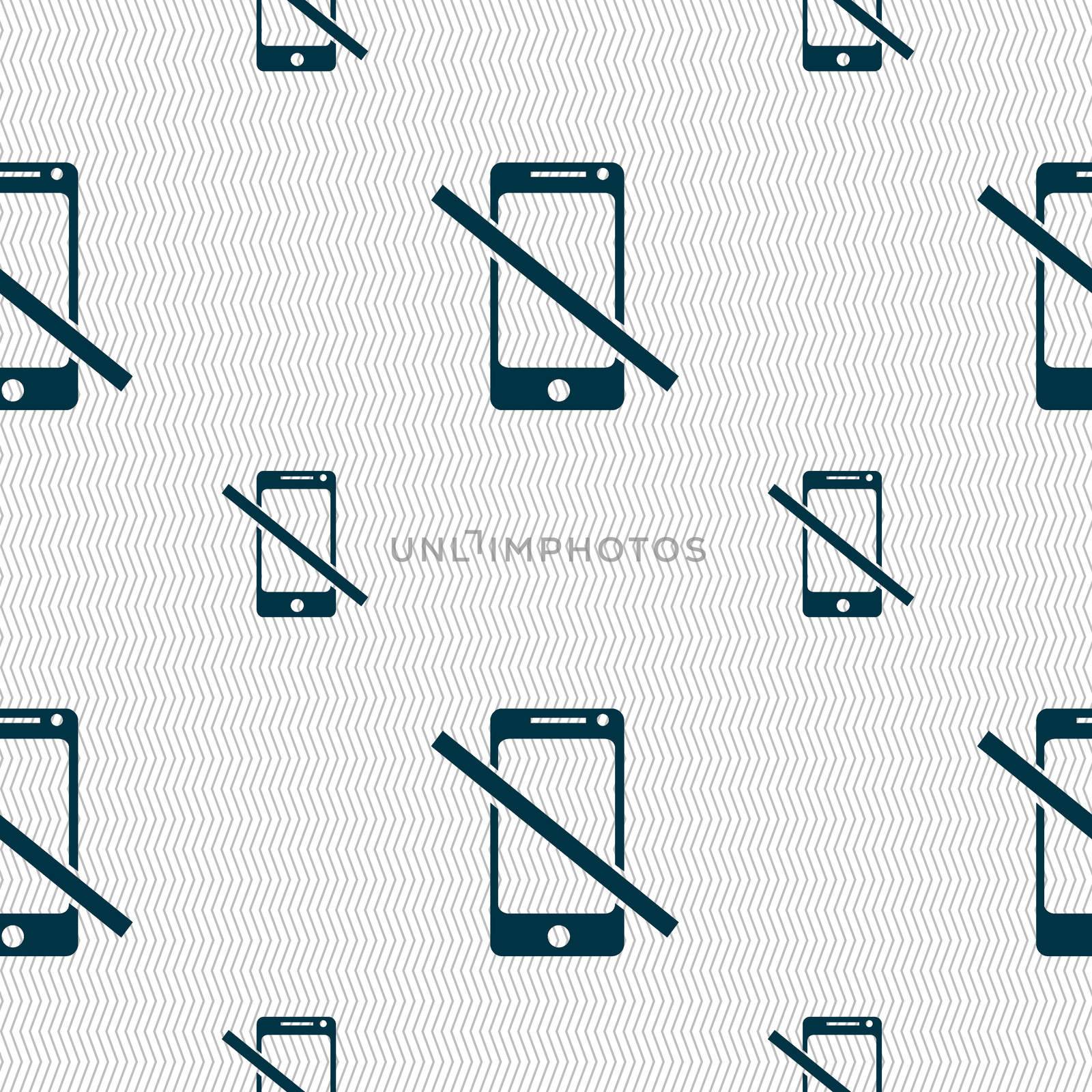 Do not call. Smartphone signs icon. Support symbol. Seamless pattern with geometric texture. illustration