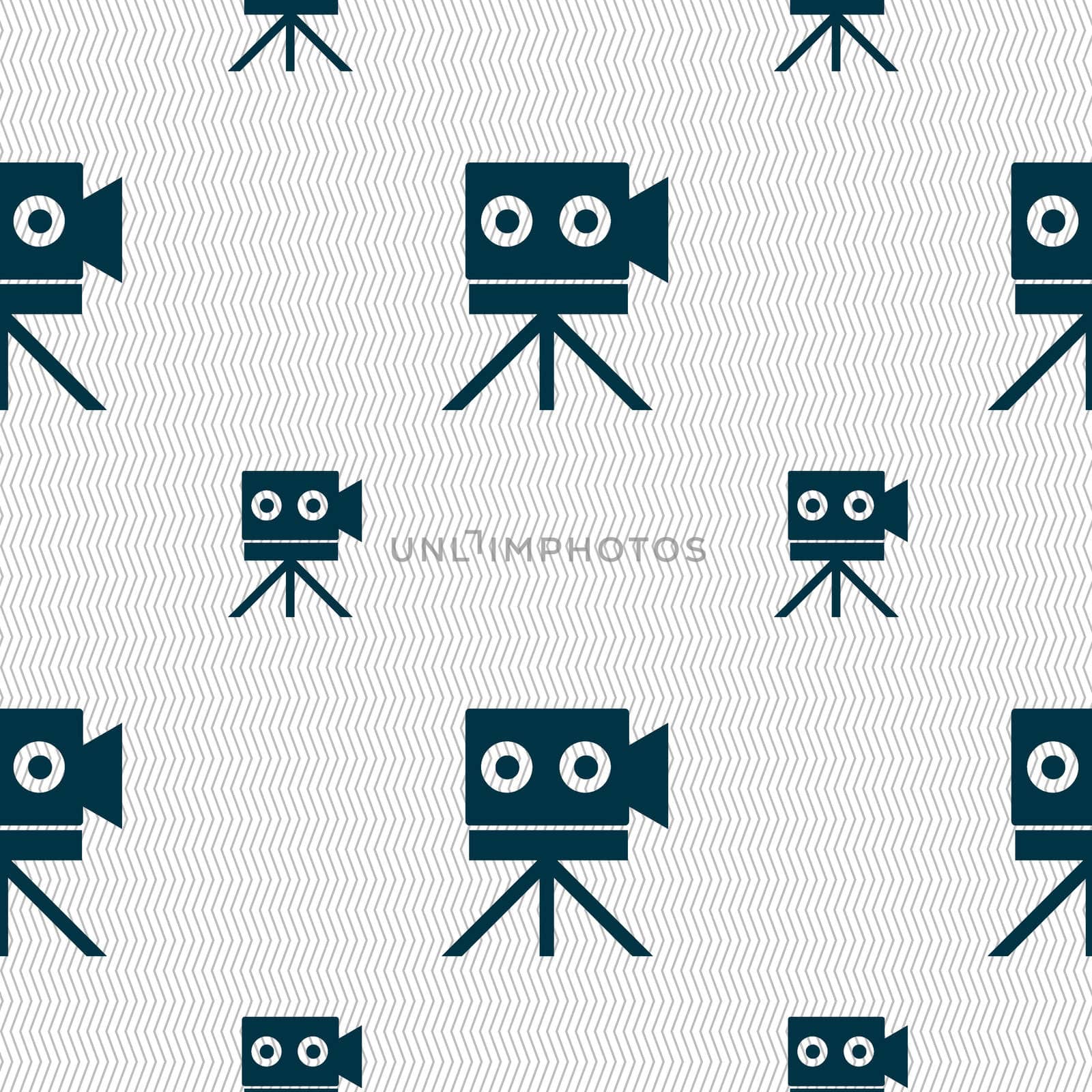 Video camera sign icon.content button. Seamless pattern with geometric texture.  by serhii_lohvyniuk