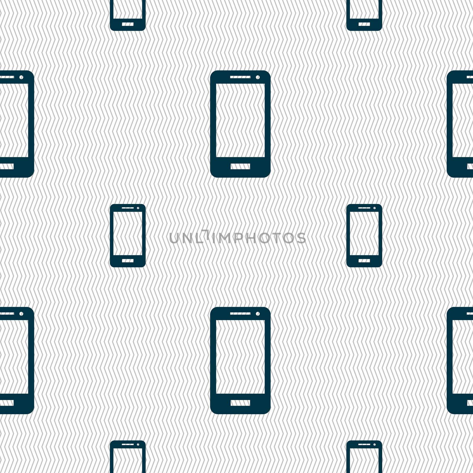 Smartphone sign icon. Support symbol. Call center. Seamless pattern with geometric texture.  by serhii_lohvyniuk