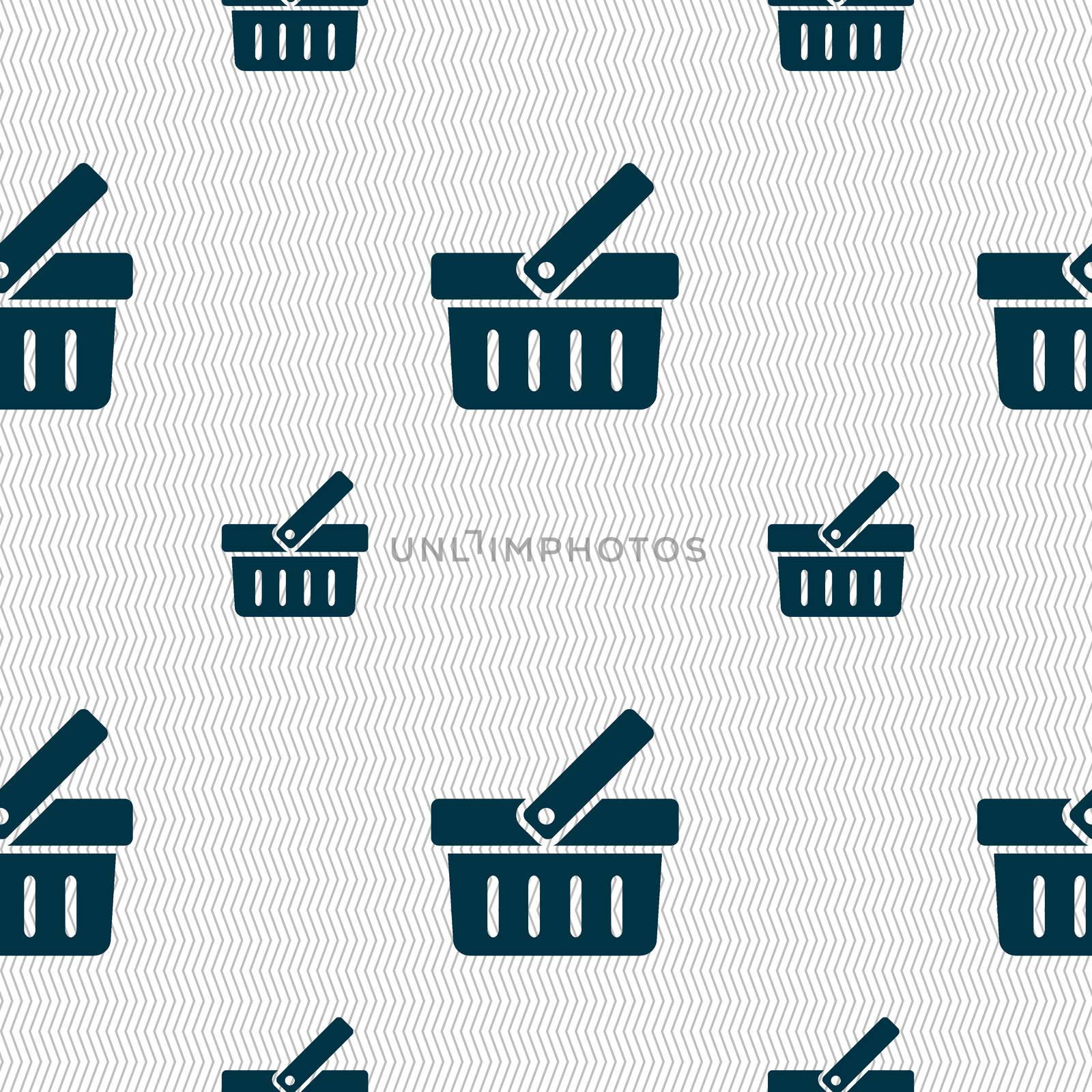Shopping Cart sign icon. Online buying button. Seamless pattern with geometric texture. illustration
